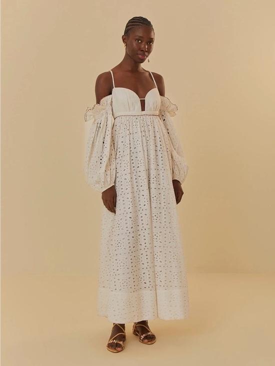 FARM Rio Dresses & Skirts - FARM Rio White Eyelet Maxi Dress